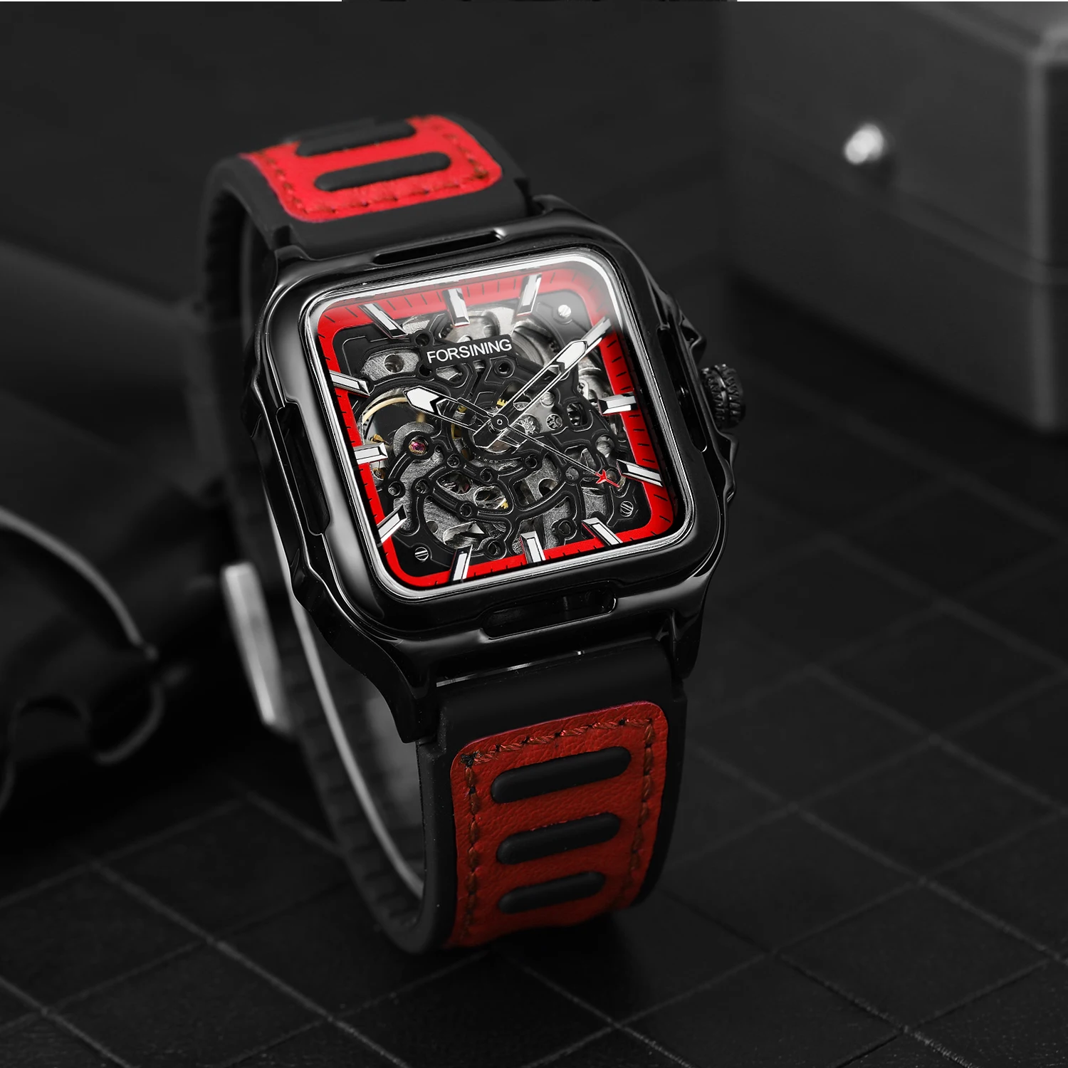 FORSINING8286 Fully Automatic Mechanical Watches for Man with Hollowed Out Dial Luminous Waterproof Watches for Man Reloj Hombre