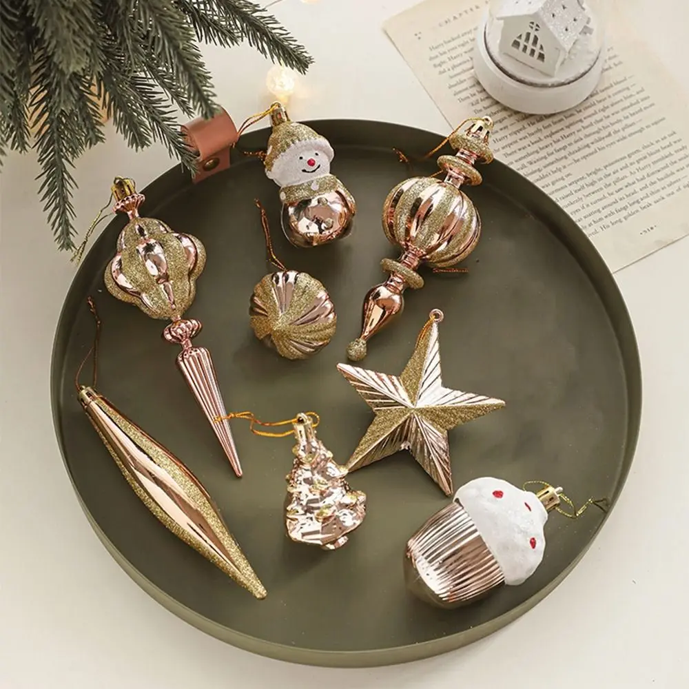 2Pcs Plastic Christmas Hanging Conch Ornament Snowman Star Hazelnut Christmas Pendant Glittery Decorative