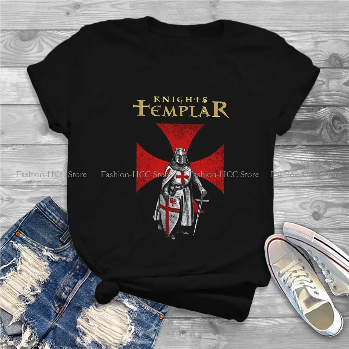 Crusades O Neck TShirt Templar Knight Basic Polyester T Shirt Woman's Tops Fashion