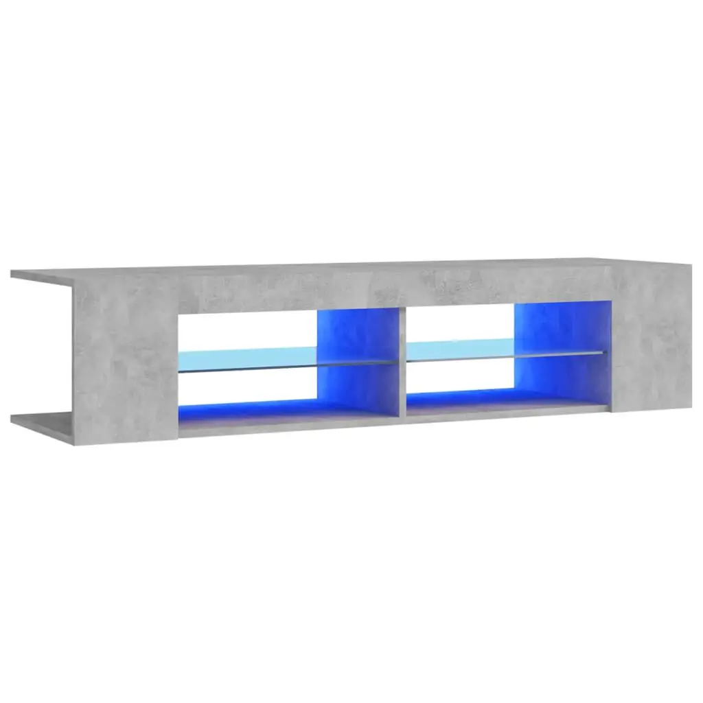 Armadio TV con illuminazione a LED, grigio cemento, 135x39x30 cm