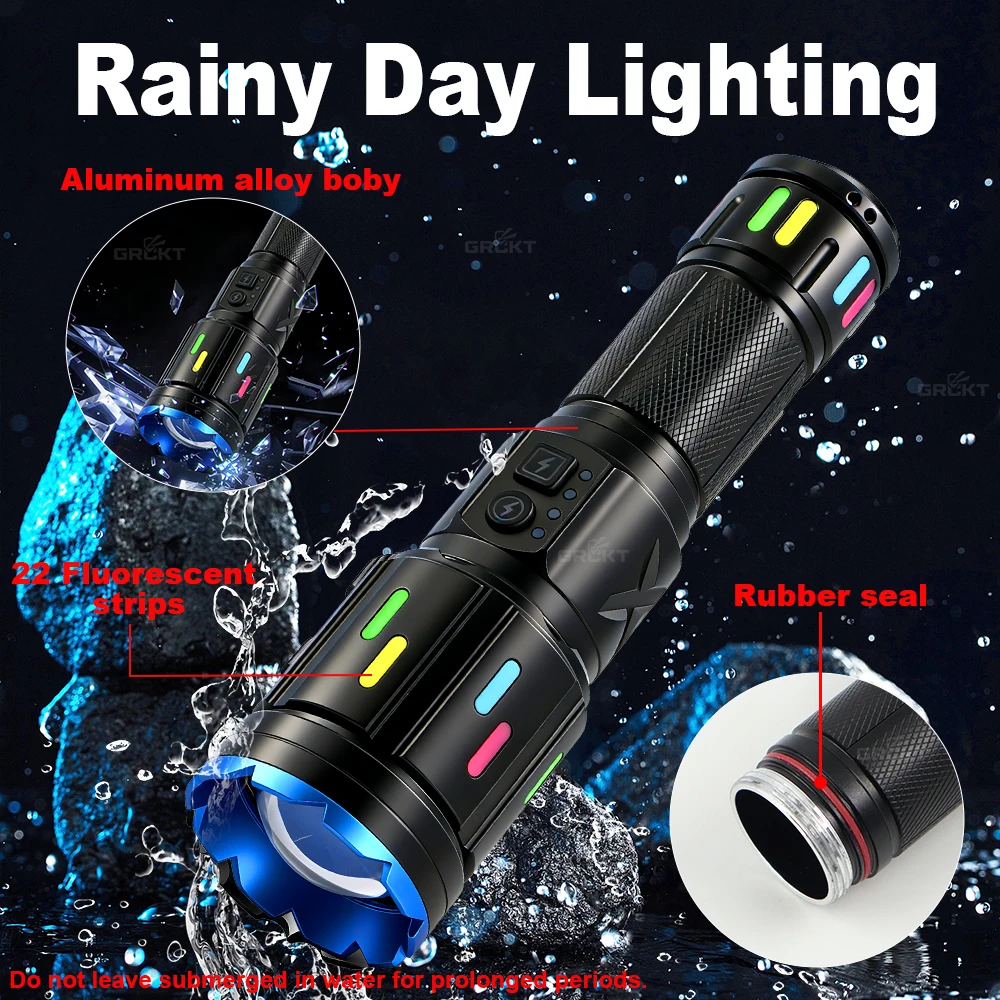 White Laser Camping Flashlight Rechargeable Big Battery 18650/26650 Super Bright LED  Zoomable Torch For Outdoor Camping Lantern view 6