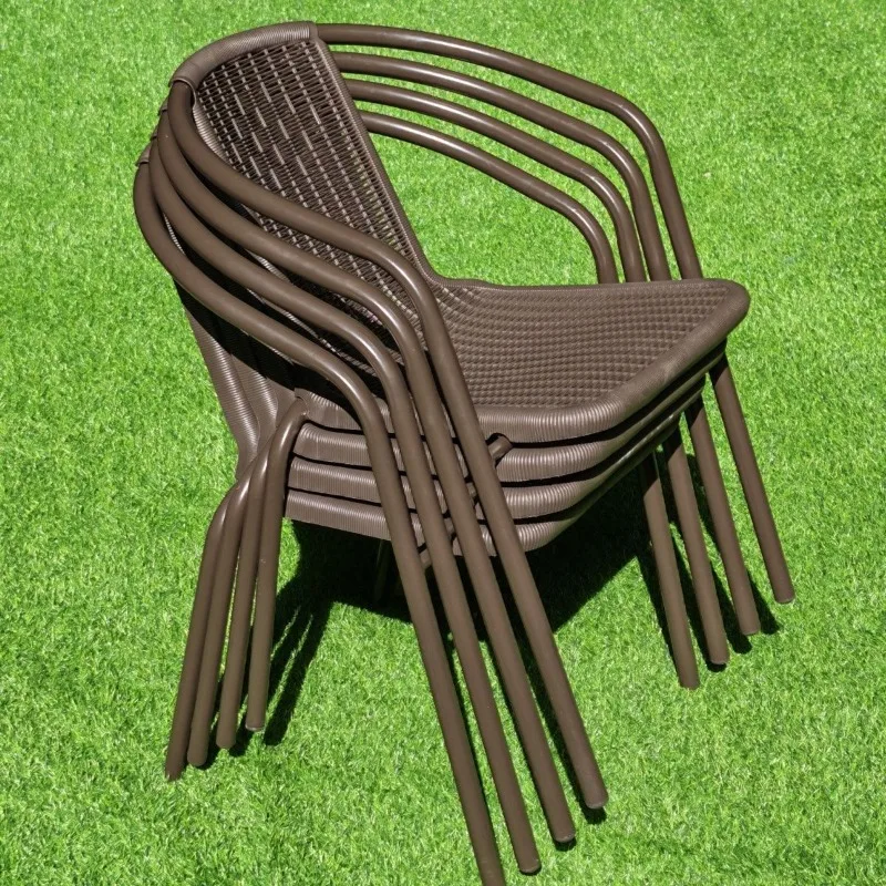 Faux Rattan Outdoor Chair, Single Waterproof & UV-resistant Armchair, Leisure Backrest Seat for Patio Garden Balcony