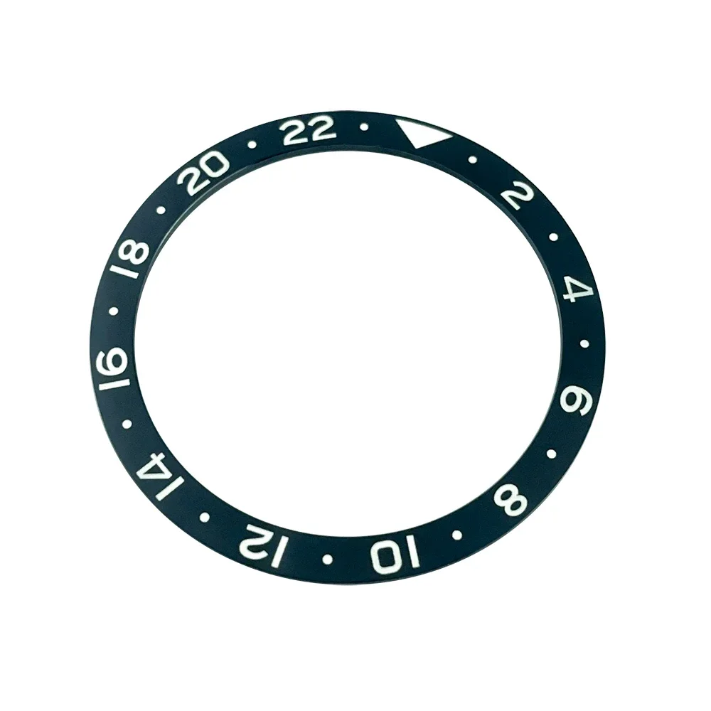 Flat 24H GMT 38mm C3 BGW9 Lume Black Ceramic Bezel Insert Watch Ring Replacement for SKX007 SKX009 Dual Time Zone