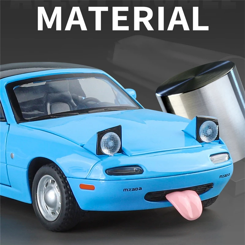 1:24 MAZDA MX-5 Alloy Sports Car Model Diecast Metal Race Car Vechiles Model Sound and Light Simulation Collection Kids Toy Gift