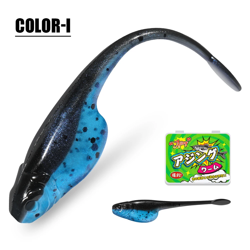 Palissander Crappie Minnow Shad Zacht Aas 5 cm Ajing Worm Vissen Lokken Wilgenstaart TPR Drijvende Drop Shot Ocean Rock Visgerei
