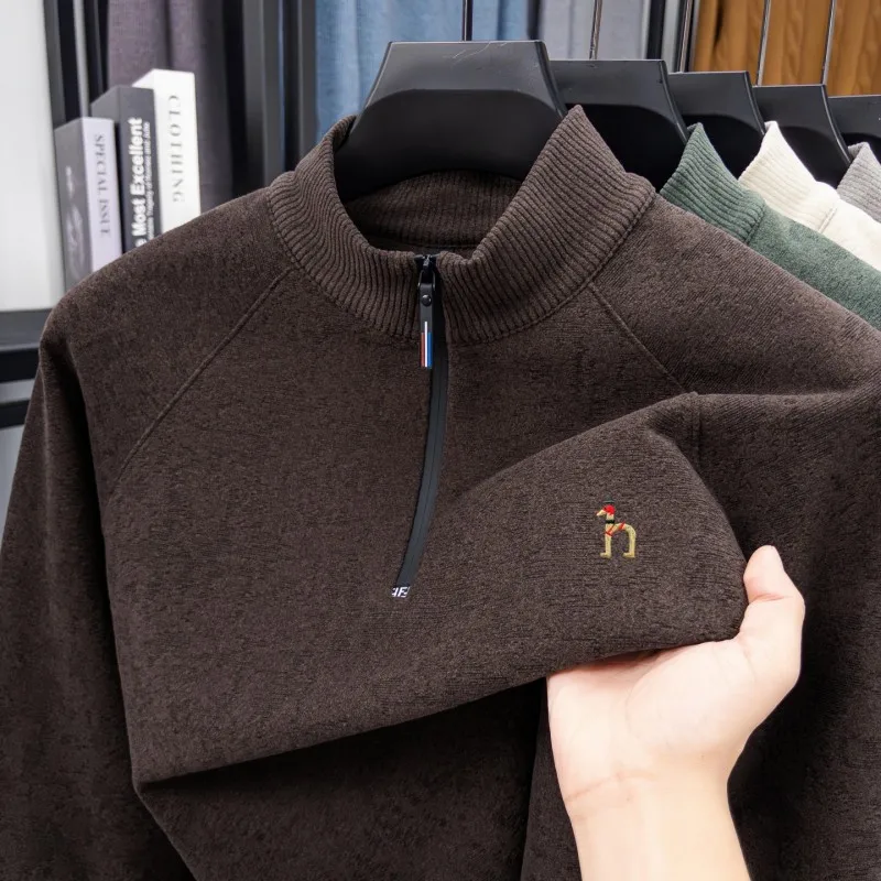 سويت شيرت رجالي أصلي من Derong نصف سحاب وياقة واقفة وأكمام طويلة مضاد للكهرباء الساكنة، صديق للبشرة، خريف دافئ ناعم #5