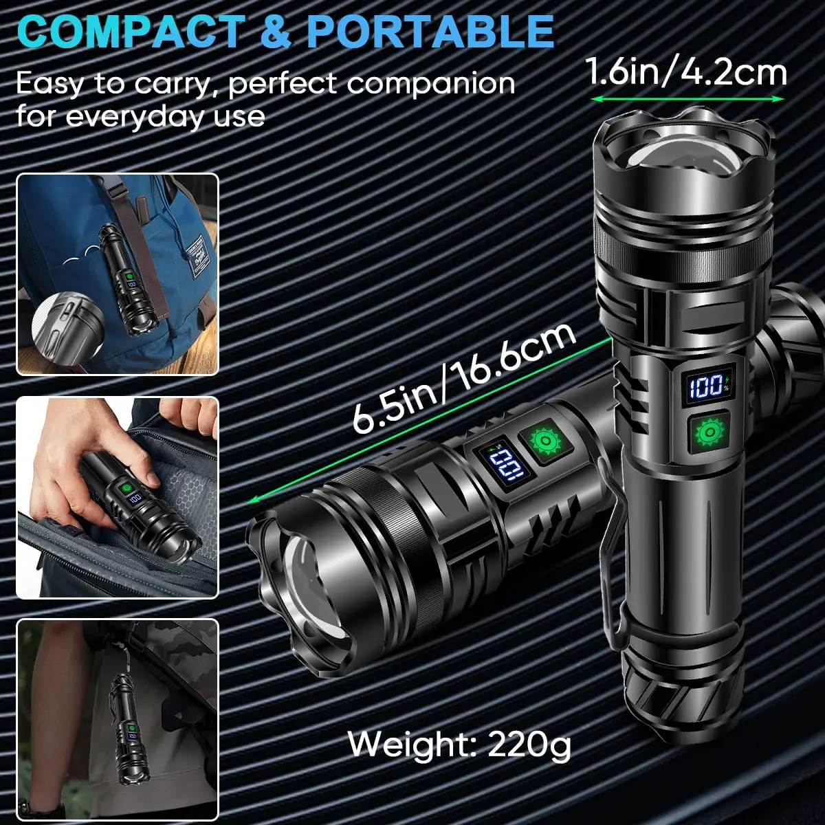 1000000LM Most Powerful Led Flashlight Rechargeable 800W LED Flashlights High Power Zoom Torch Long Range 3000m Tactical Lantren