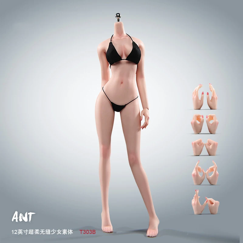 

ANT T303 1/6 Female Makeup Seamless Body Big Breast Female Soldier Non Detachable Feet Action Figure