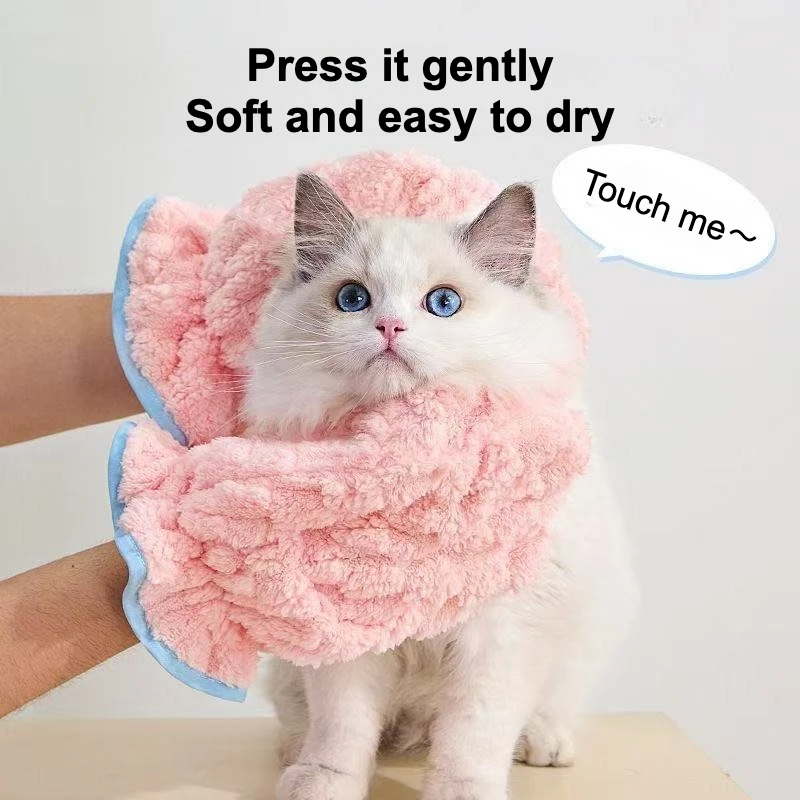 2pcs Thickened Quick-Dry Pet Bath Towel&Holding Gloves for Cats&Small Dogs-Soft Water-Absorbing Dog&Cat Towel,Gentle Bathing Aid