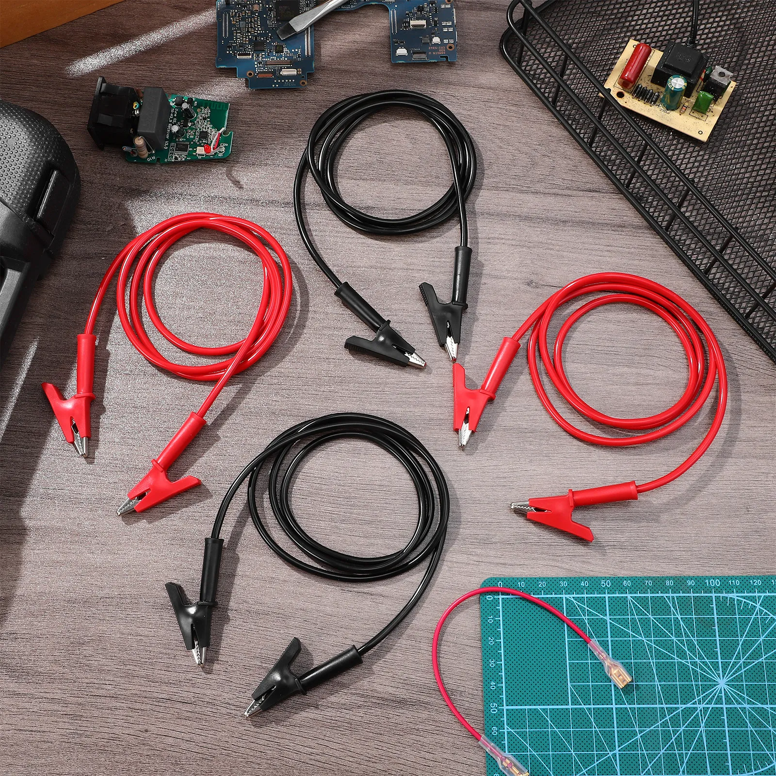 8Pcs Alligator Clip Jumper Wires Long Copper Clip Test Leads Classic Colors for Multimeter Electrical Testing Jumper Wire Kit
