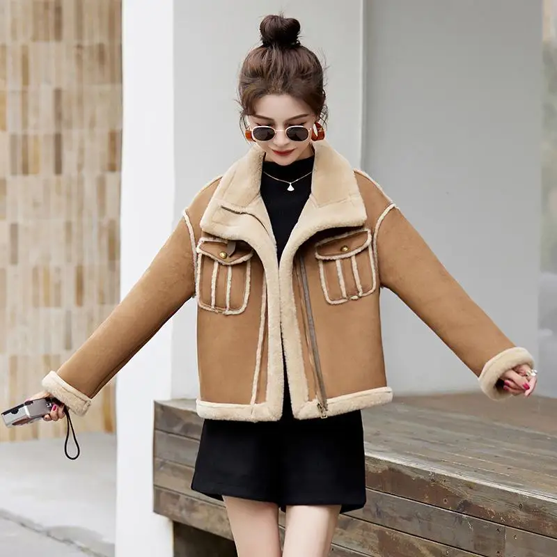 

Женский байкерский воротник из меха ягненка Jaet ort Thiened из полиэфирного волокна для поездок на работу Sle весна осень зима orm независимый B...