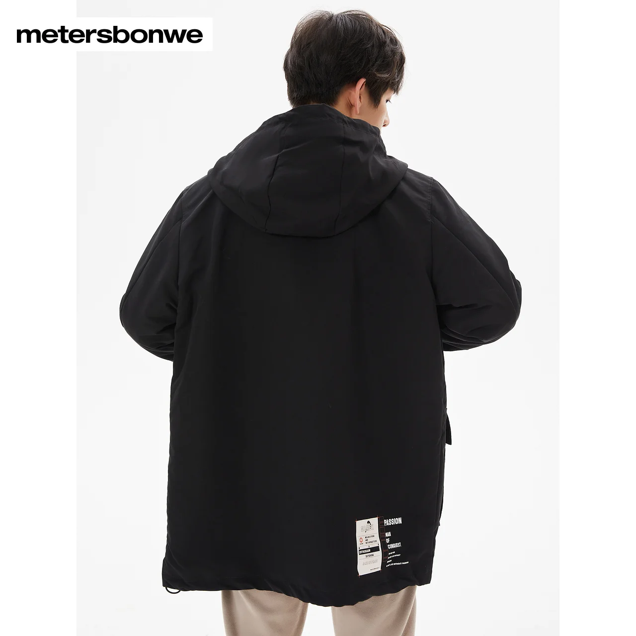 Metersbonwe-Jaqueta masculina de algodão, capuz destacável, roupa de trabalho, marca primavera