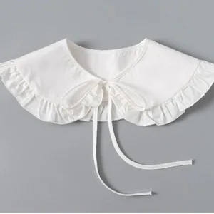 Chal blanco para muñeca falso falso para cuello para mujeres chicas con ruido volcado media camisa solapa de la solapón de encaje de encaje 8 Mejores volantes del cuello de ventas - №6