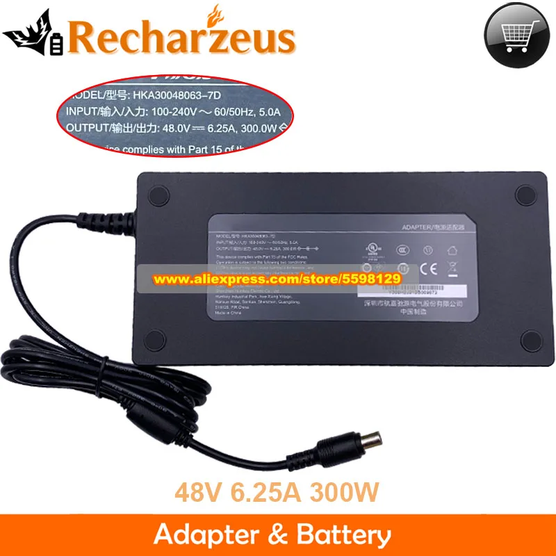 

Genuine HKA30048063-7D AC Adapter 48V 6.25A 300W for Hunkey Laptop Power Supply