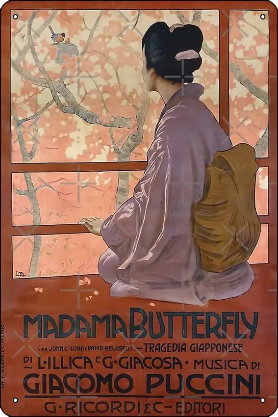 Madama Butterfly, opera poster Art Print Metal Tin Sign 12 X 8 Inch Funny Man Cave Home Office Bar Decor