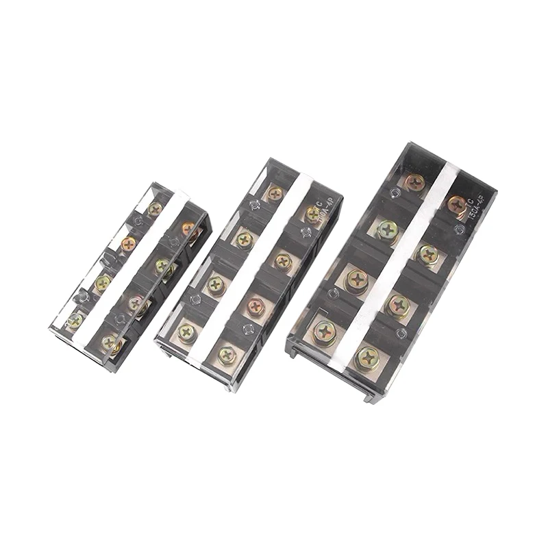 TC-603 1002 1504 2004 Terminal Block Row TC Series 60A 600V 4P Connection Lug Plate Fixed Terminal Covered Screw Barrier Strip