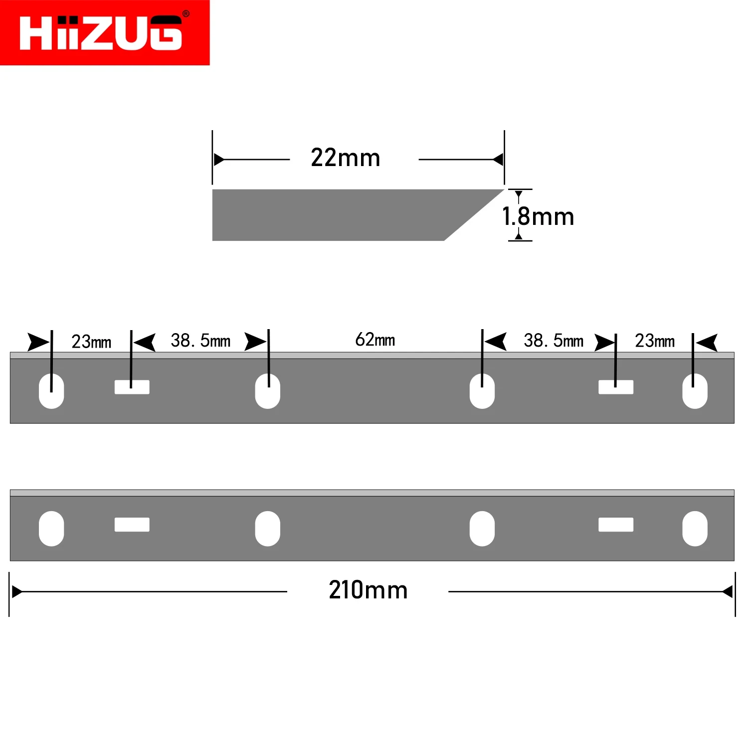 Cuchillo de cuchillas cepilladoras de 210mm × 22mm × 1,8mm para Scheppach HMS860 Woodstar PT85 Kity PT8500 Stahlmann ADH 204 Clarke CPT800