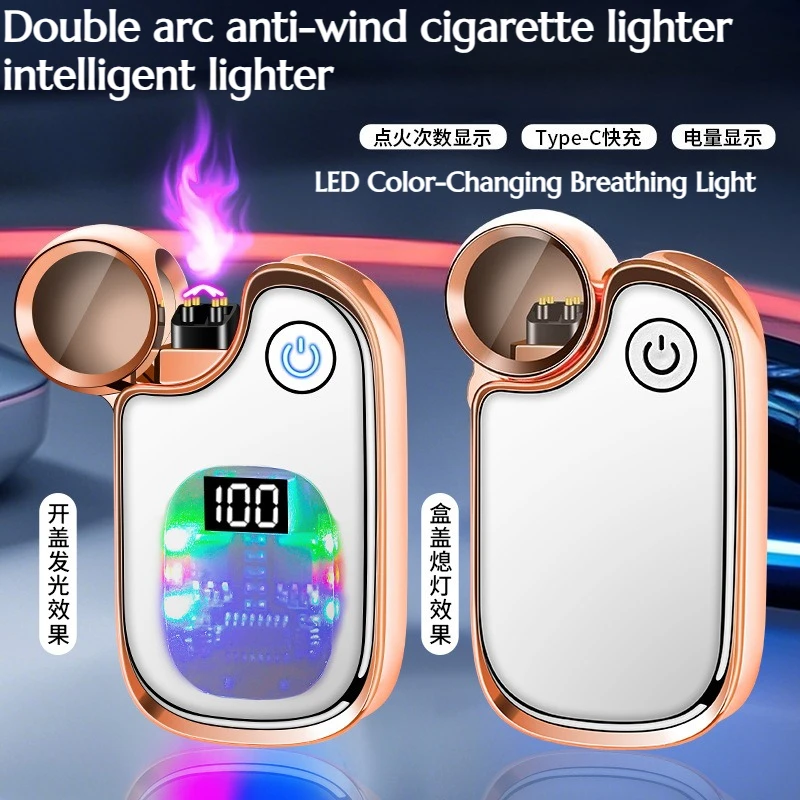 

Double Arc Anti-wind Cigarette Lighter with Intelligent Chip Pulse Display Type-c Fast Charging Lighter Premium Gift