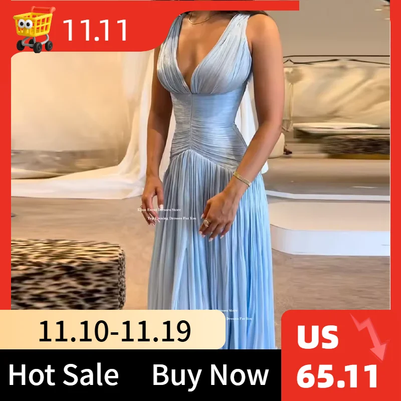 

Xijun сексуальные синие шелковые атласные длинные вечерние платья с v-образным вырезом без рукавов платья для выпускного вечера Саудовская Ааррика вечерние платья для выпускного вечера на заказ