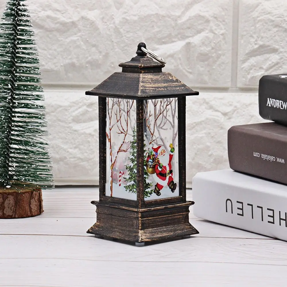 New Year Santa Claus Christmas Retro Lantern Light Snowman Portable Night Light Waterproof Durable Hanging Lamp Home