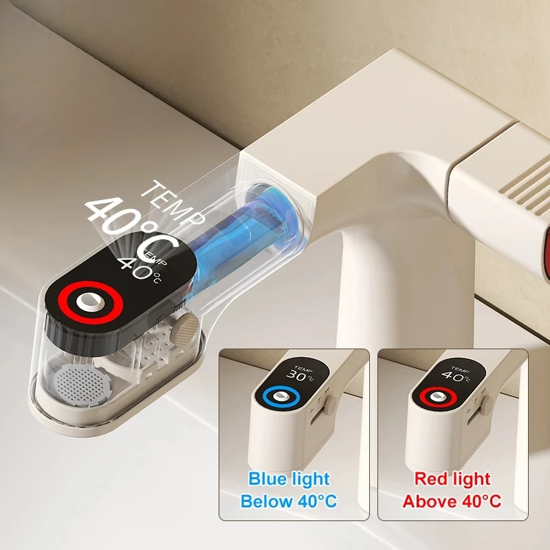 Rubinetti da bagno purificati Rubinetto con filtro dell'acqua estraibile Miscelatore per lavabo bianco Rubinetto per lavabo Display gourmet Rubinetteria in ottone Gru