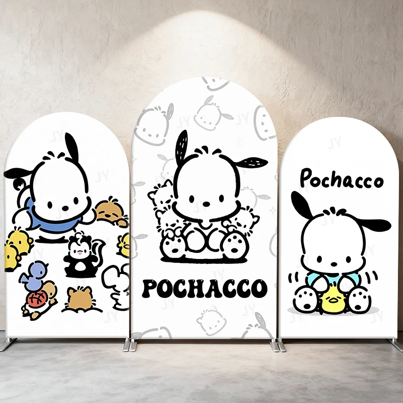 

Pochacco Minimalist Sketch Theme Arch Backdrop Cover Cute Cartoon Scene For Kids Birthday Baby Shower Photo Booth Background