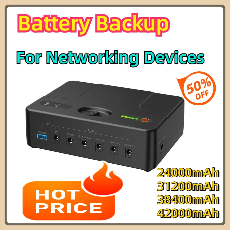 For Networking Devices with Extended Equipment Runtimes MINI UPS Power Supply 24000mAh/31200mAh/38400mAh/42000mAh Battery Backup