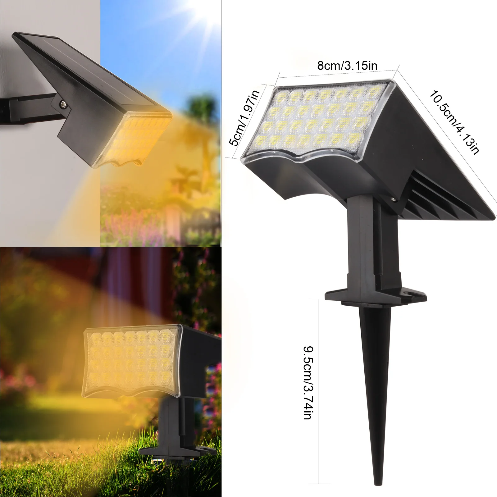 Solar Lights Outdoor 28Leds Solar Landscape Lawn Spotlights Warm/White For Garden Yard Walkway Solar Powered Waterproof