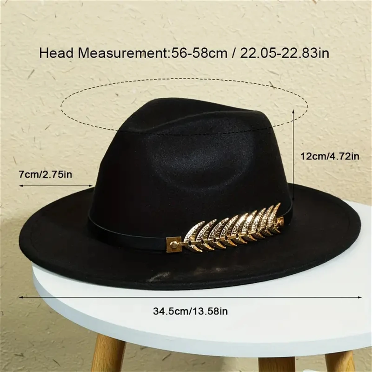 A Ladies Western cowboy hat classic tweed flat-brimmed sunshade felt hat retro lightweight jazz hat for men and women