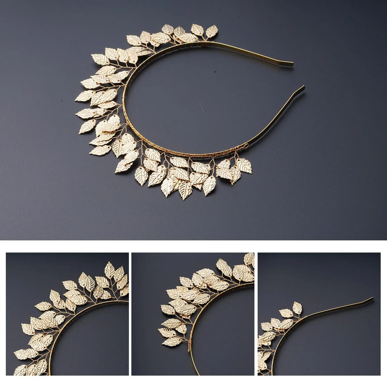 Retro Gold Leaf Hair Hoop Bands Gold Plated Hair Bands Hair Accessories Bridal Vintage Wreath Headband Pearl Tiaras Head