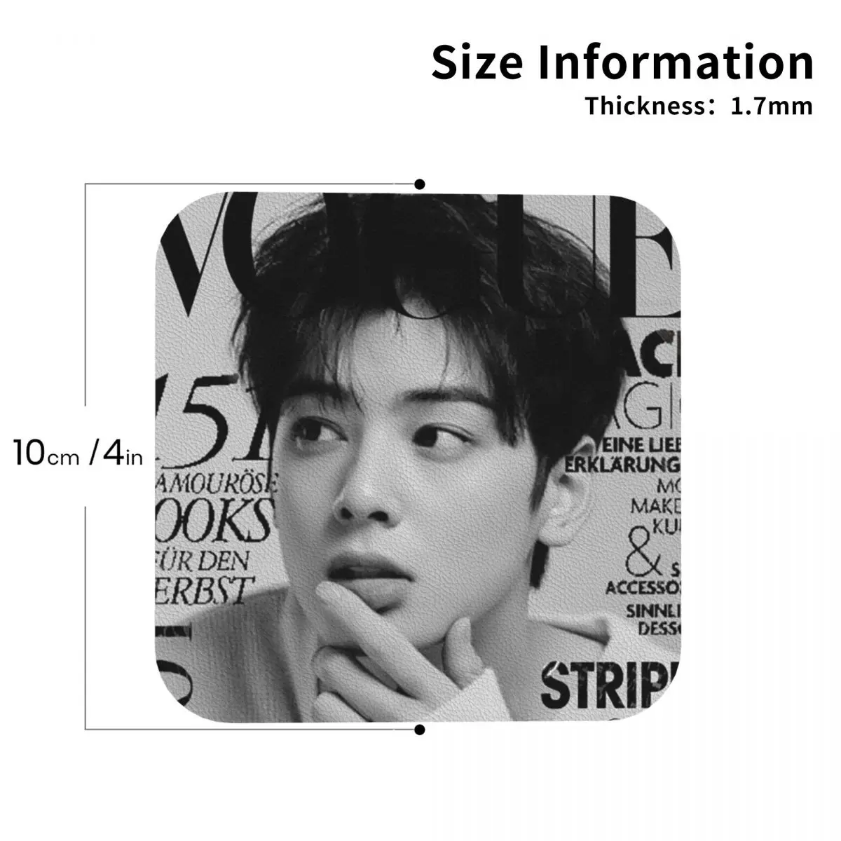 

Cha EunWoo Kpop Astro Coasters Leather Placemats Waterproof Insulation Coffee Mats For Home Kitchen Dining Pads Set of 4