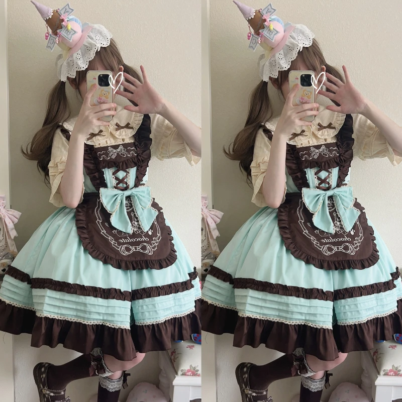 Japanese Kawaii Lolita JSK Dress Women Sweet Cute Bow Bunny Embroidery Party Mini Dresses Gothic Y2k Sleeveless Princess Dresses