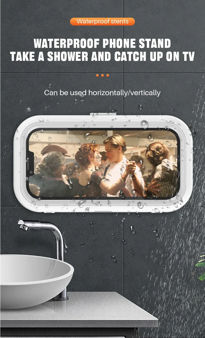 Neue Rotation Wasserdichte Badezimmer Telefon Wand Halterung Einstellbare Dusche Telefon Fall Stick auf Wand Bad Wc Telefon Halter – Detail 1
