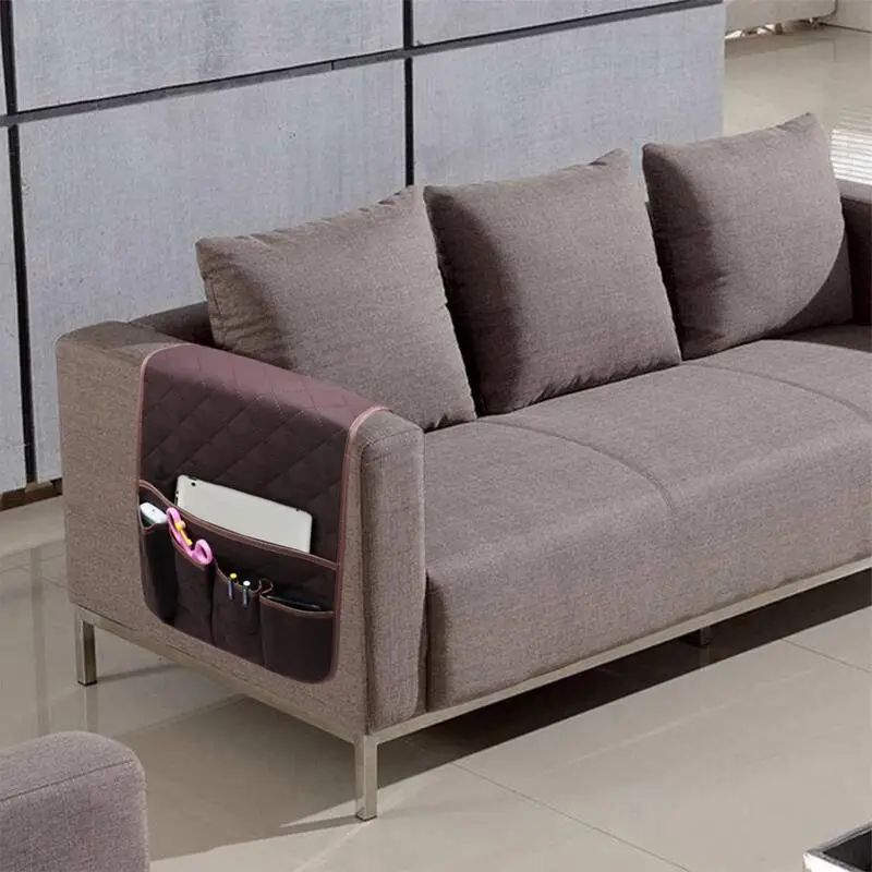 Sofa Armrest Organizer Sofa Remote Control Holder 5 Individual Pockets Burgundy Color Sofa Remote Control Holder For Sofa