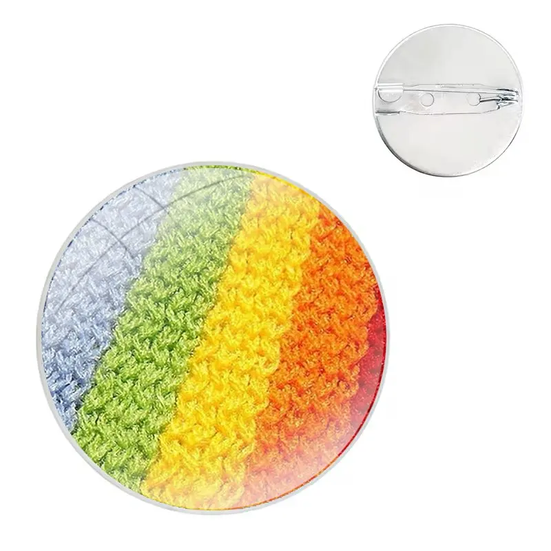 Cloth Pattern Glass Dome Brooches Badge Pins For Clothes Hat Shirt Lapel Bag