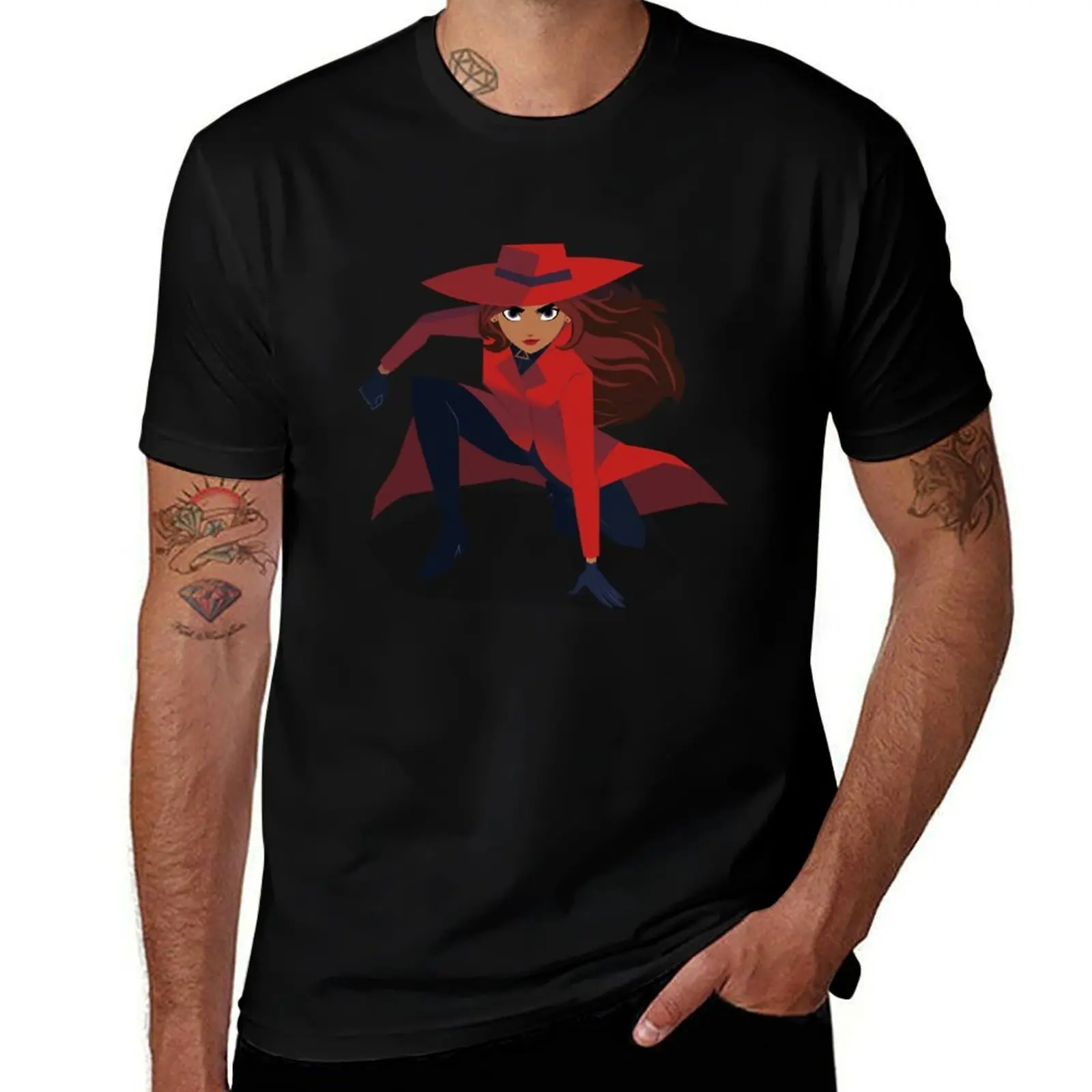 

Carmen-Sandiego-T-Shirt-Lady-in-Red T-Shirt Casual Trendy Short Sleeve T-Shirt