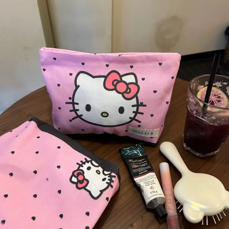 لطيف سانريو مرحبا كيتي فتاة حقيبة مستحضرات التجميل Kawaii عالية السعة المحمولة السفر سستة حقيبة التخزين لطيف سماعة حقيبة محفظة نسائية للعملات المعدنية #5