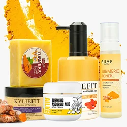 AILKE Turmeric Set, Whiten, Even Skin Tone, Hydrate, Removes Dark Spots, Lifts Dull Skin, Oil Control, Moisturize, Youthful Skin