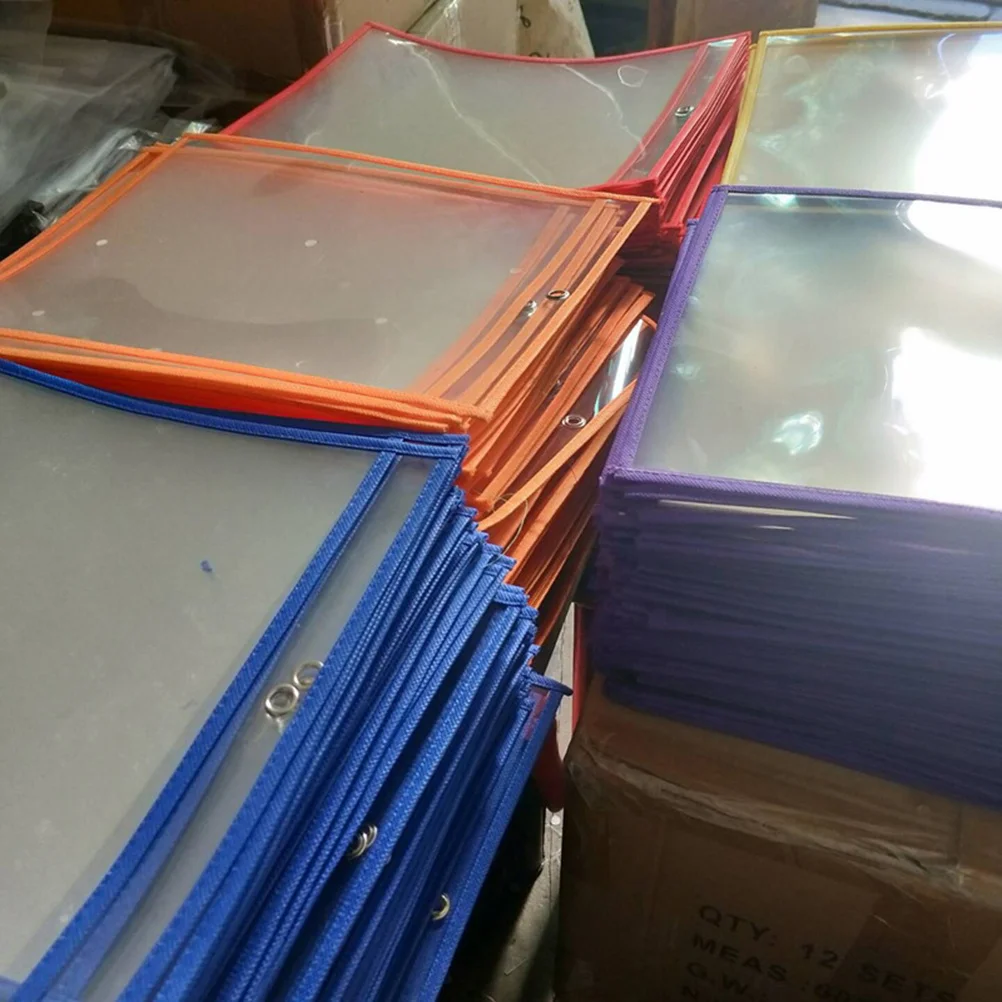 12 Stück trocken abwischbare Aktentaschen, transparent, wasserdicht, PVC-Dokumententaschen, wiederverwendbar, für Büro, Schule, Lernen, Schreibwaren