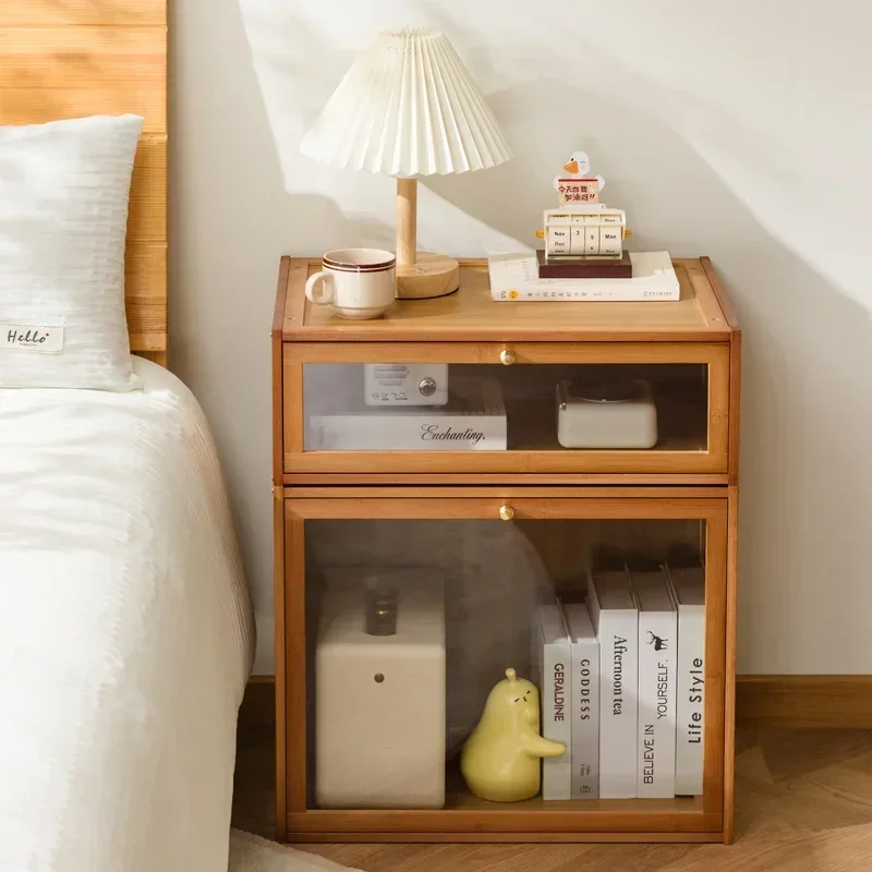 

New model Solid wood bedside table locker small simple bedroom home 2025 new bedside shelf cabinet