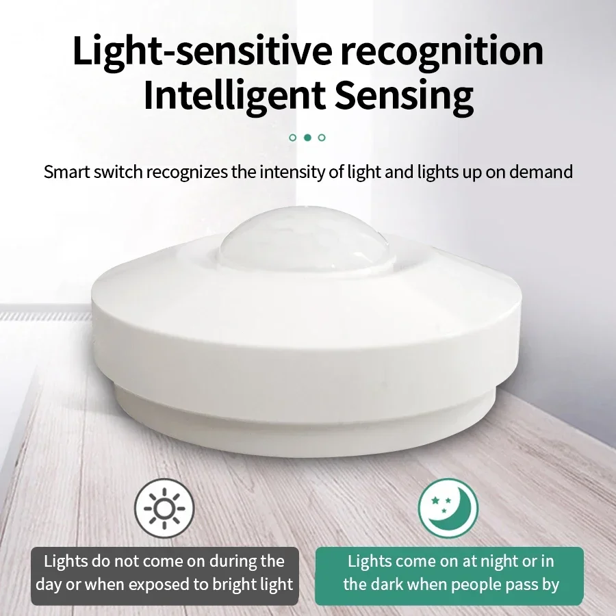 AC/DC24-265V PIR Super Slim Motion Sensor Light Switch Human Body Infrared Detector Ceiling Mounted 360 Degree Detecting Range