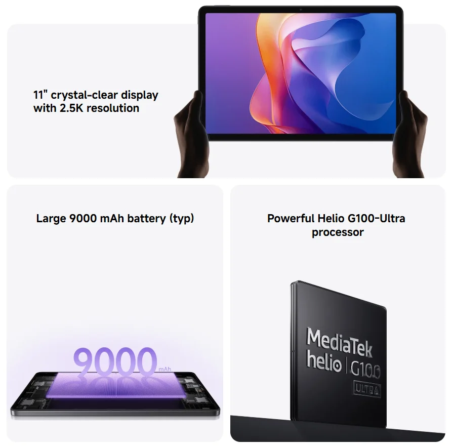 Xiaomi Redmi Pad 2 WIFI, 11 cali, 90 Hz, MediaTek Helio G100-Ultra, 8MP kamera, 9000 mAh — zdjęcie produktu 6
