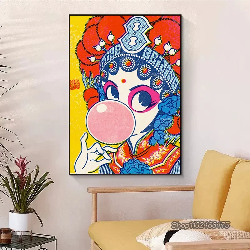 الصينية البوب أوبرا صورة الكرتون المشارك التقليدية الحديثة يطبع حائط لوح رسم الفن صور لغرفة المعيشة ديكور المنزل