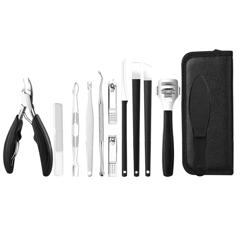 12PCS Toe Nail Clippers Cutter Ingrown Toenail Tool Thick Nail Dead Skin Dirt Remover Super Curved Blade Nail Tool