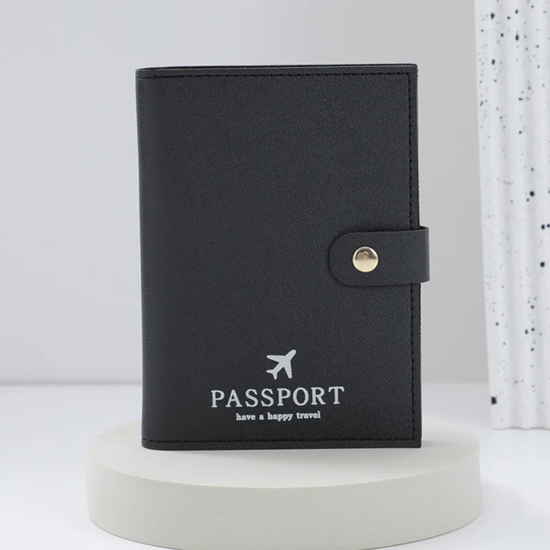 Novo simples porta-passaporte de viagem capa carteira rfid bloqueio negócios couro do plutônio caso cartão acessórios viagem para mulheres