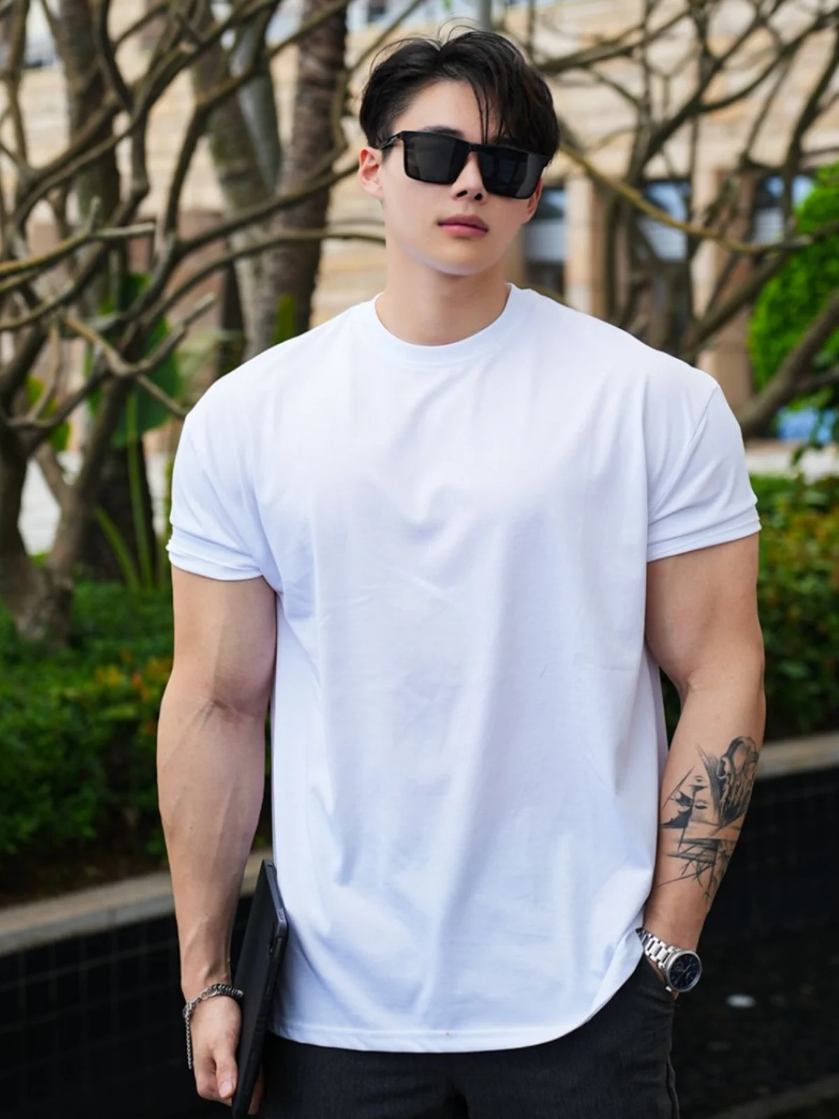 

Extra Large Size 300 Pou Pure Cotton ort Sve Men's T-irt Summer Simple Muscle ow Strong Sport Breathable Fitn ...