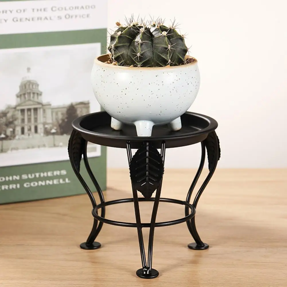 Small Metal Plant Stand Coated Three Legged Potting Plant Rack Round Standing Planter Holder Indoor Plant Display Shelf