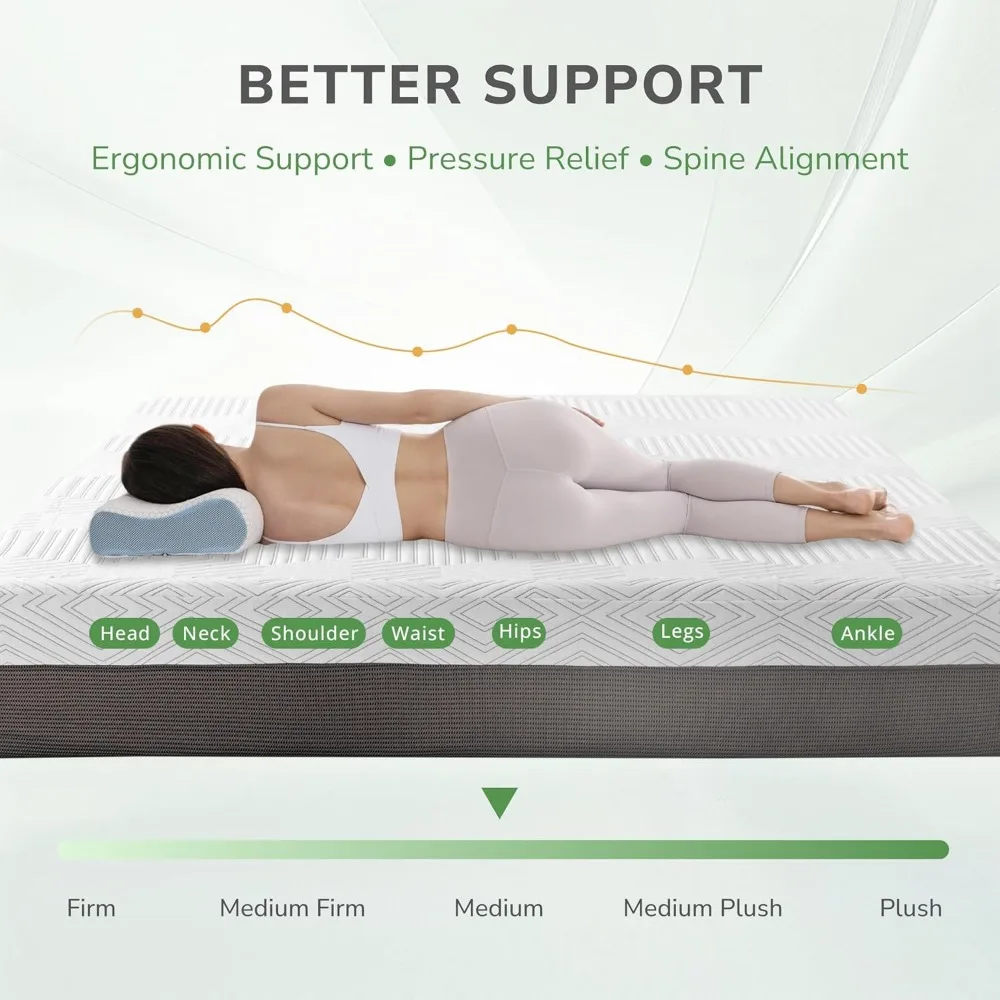 مرتبة RV مقاس 10 بوصة ثلاثة أرباع، مرتبة إسفنجية الذاكرة من جل الفحم لتخييم RV، داعمة وتنظيم درجة الحرارة، وتخفيف الضغط #4