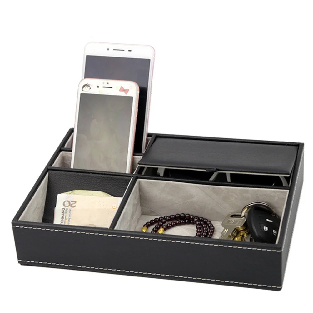 กล่องเก็บของ 5 ช่อง สีดำ 25.7X18.7X5.2 ซม. กล่องใสสำหรับจัดระเบียบ ใช้ในบ้าน สำนักงาน โรงแรม งานศิลปะ งานฝีมือ อุปกรณ์ เครื่องสำอาง ตกปลา