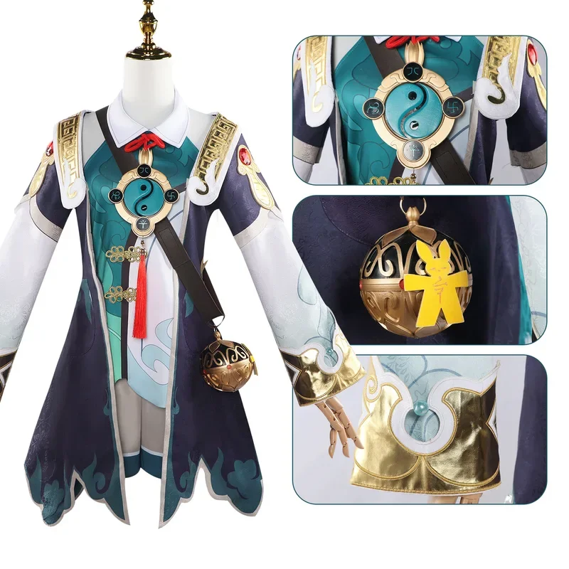 Hookai star rail Huohuo cosplay costume full set outfit uniform dress Huo Huo cosplay Shokai start cosplay rail wig shoes props